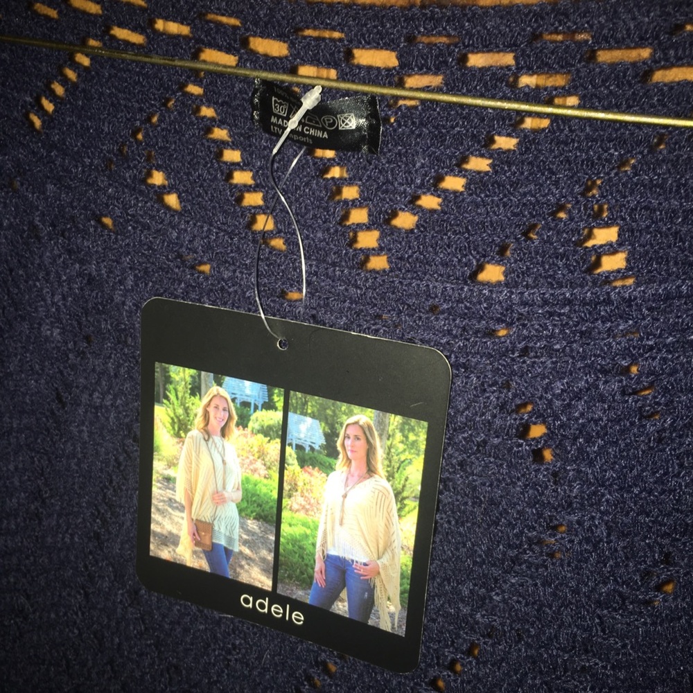 Adele Navy Knit Poncho - New With Tags